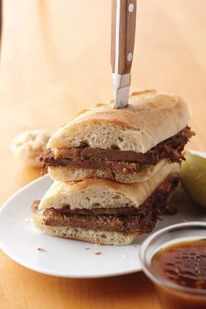 French Onion Beef Au Jus Sandwiches
